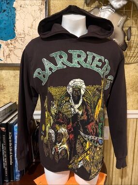 Barriers Mansa Musa Portrait Logo Hooded Sweatshirt Dark Multi Med NWOT Durable